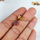 Raw Pink Tourmaline Gemstone Electroplated Stud Earrings, October Birthstone Stud, Sold By Pair